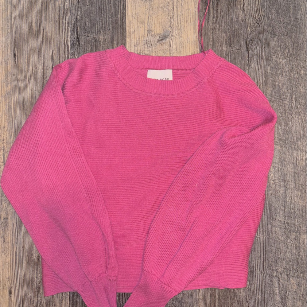 pink ribbed sweater